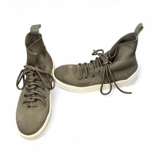 High-Top Knit Sneakers - Olive Green size 6.5